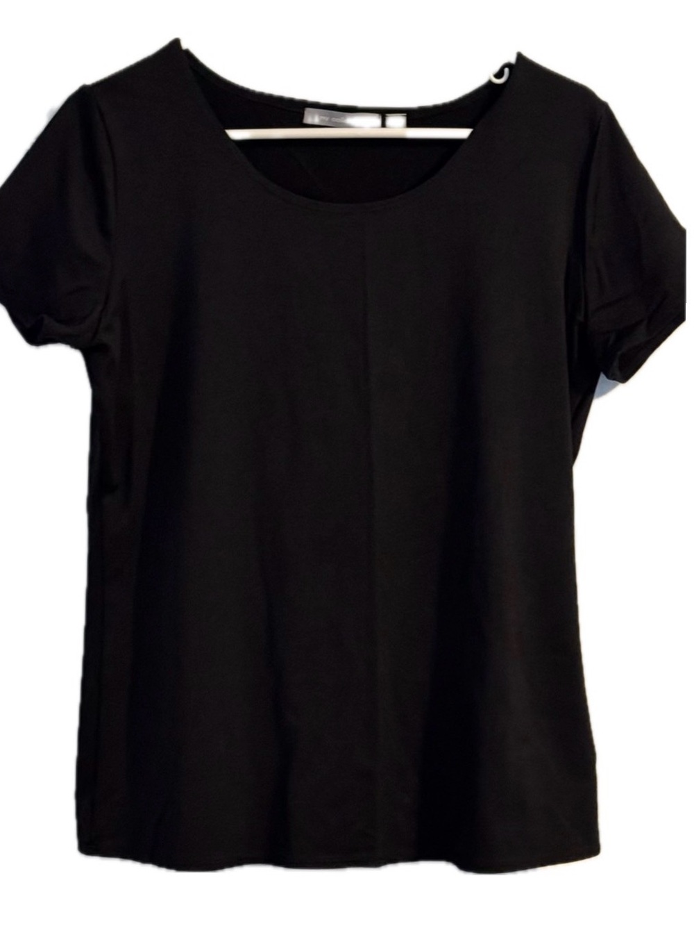 NY Collection Black Scoop Neck Short Sleeve Top - Size L